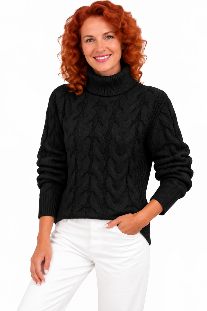 Lotte – Gebreide Kabeltrui met Col