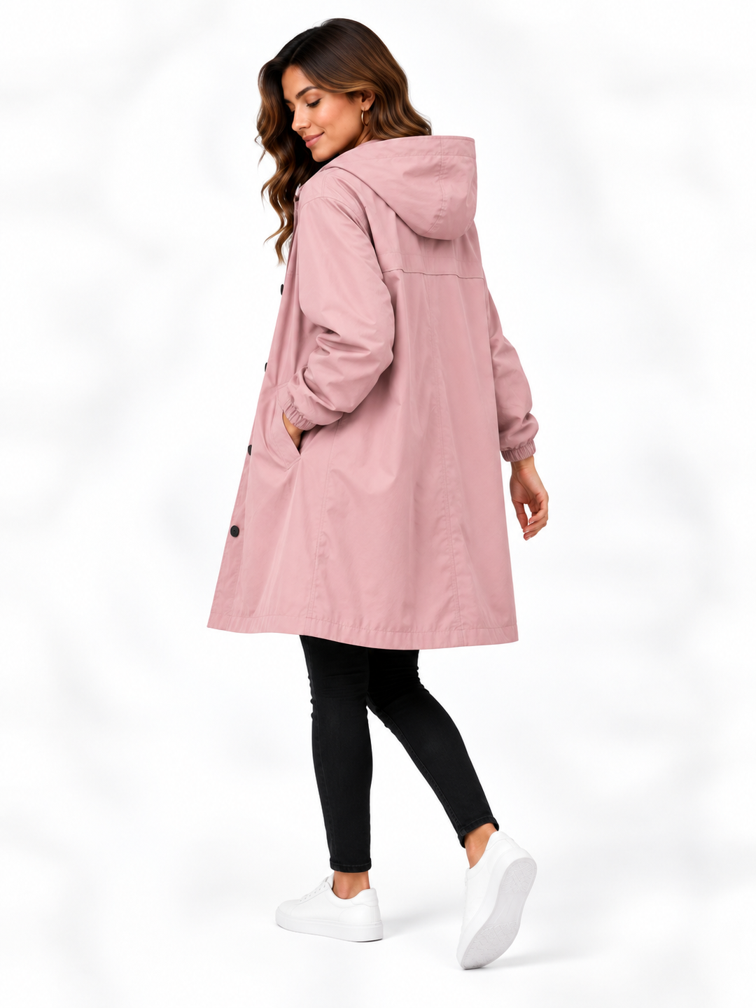 Mila – Lange Jas met Capuchon en Knopen