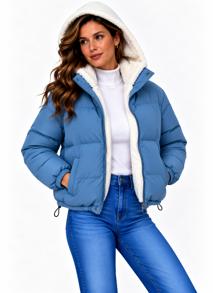 Sophie – Gewatteerde Winterjas met Capuchon en Teddyvoering