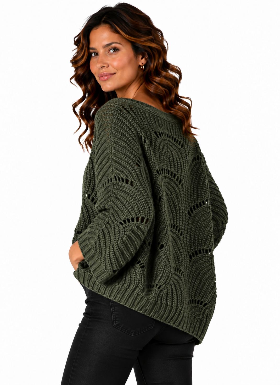 Lotte – Oversized Gebreide Trui met Opengewerkt Patroon