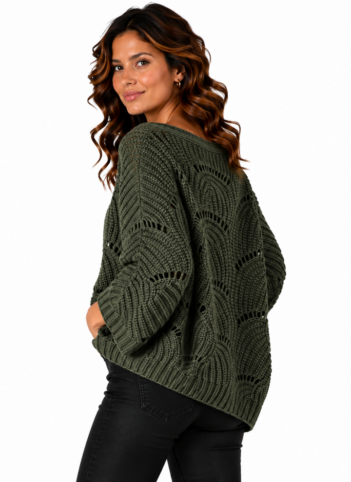 Lotte – Oversized Gebreide Trui met Opengewerkt Patroon