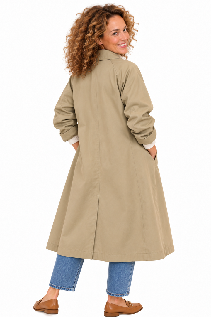 Emma – Elegante Lange Jas met Knopen