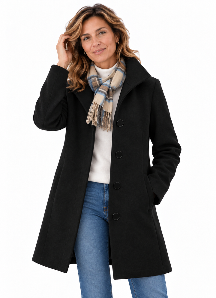 Emma – Elegante Lange Mantel met Knopen