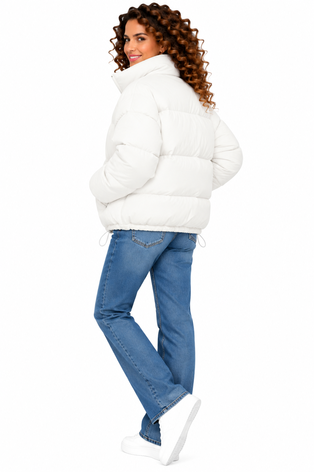 Sophie – Kort Gewatteerd Winterjack met Hoge Kraag