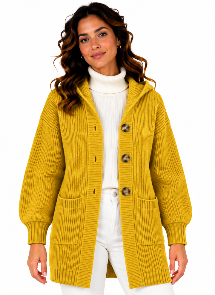 Femke – Gebreid Vest met Kraag en Knopen