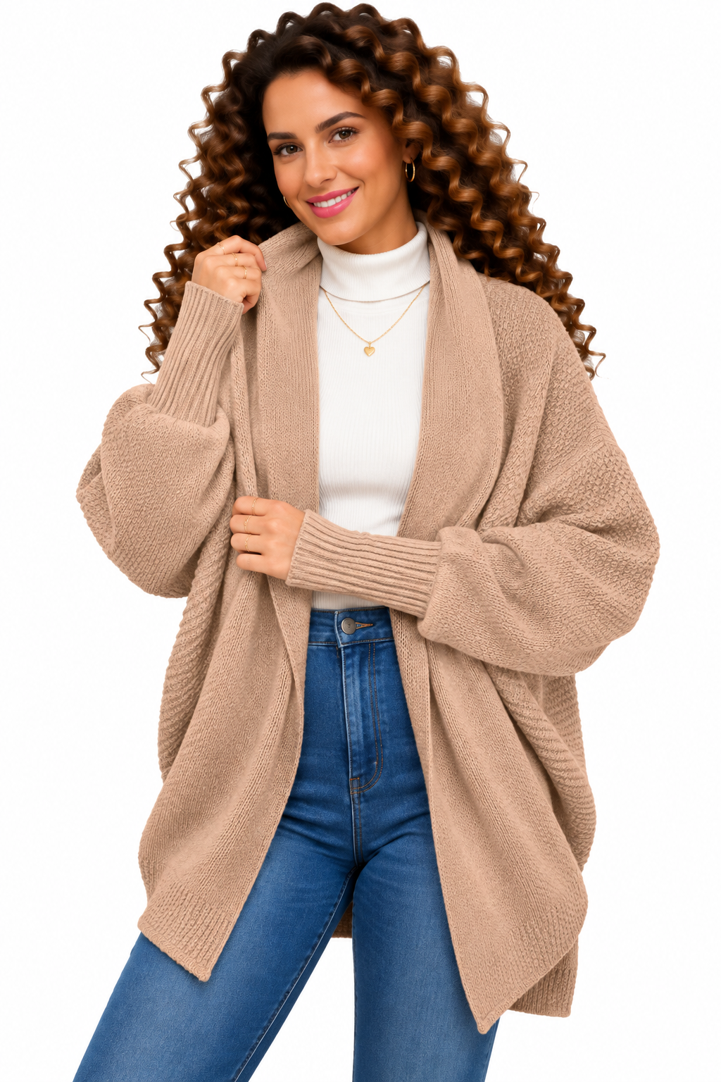 Femke – Oversized Gebreid Vest met Sjaalkraag
