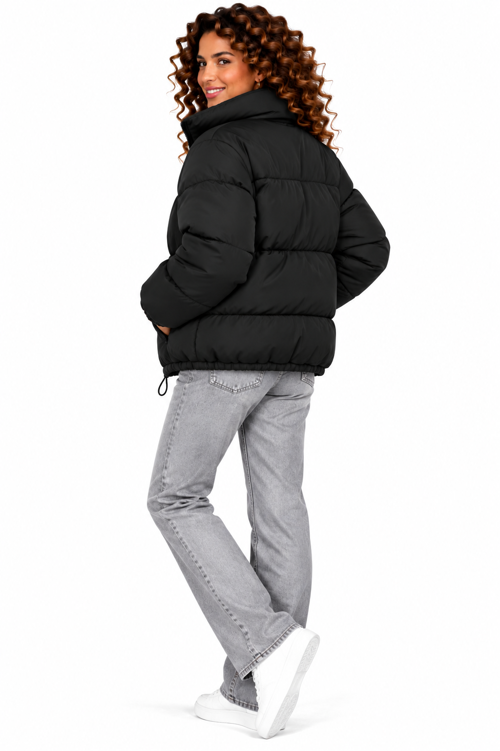 Sophie – Kort Gewatteerd Winterjack met Hoge Kraag