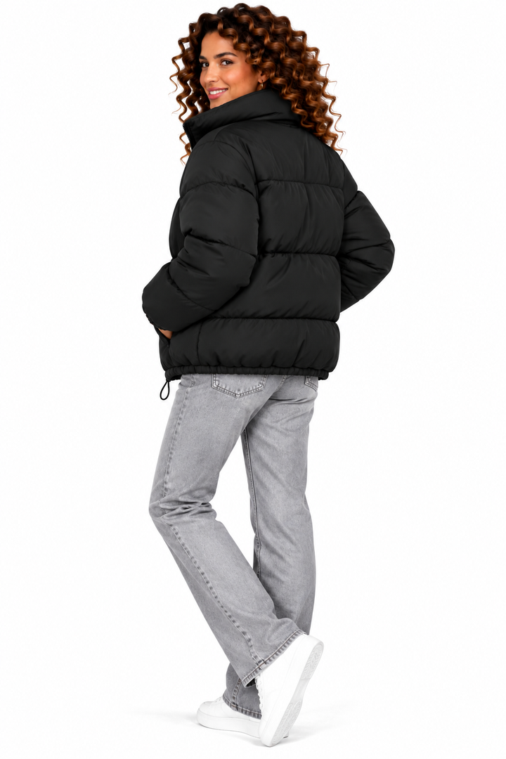 Sophie – Kort Gewatteerd Winterjack met Hoge Kraag