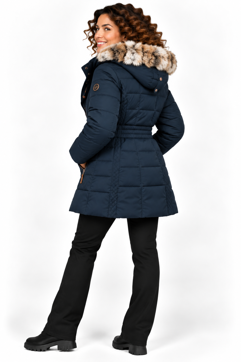 Sophie – Gewatteerde Winterjas met Bontcapuchon