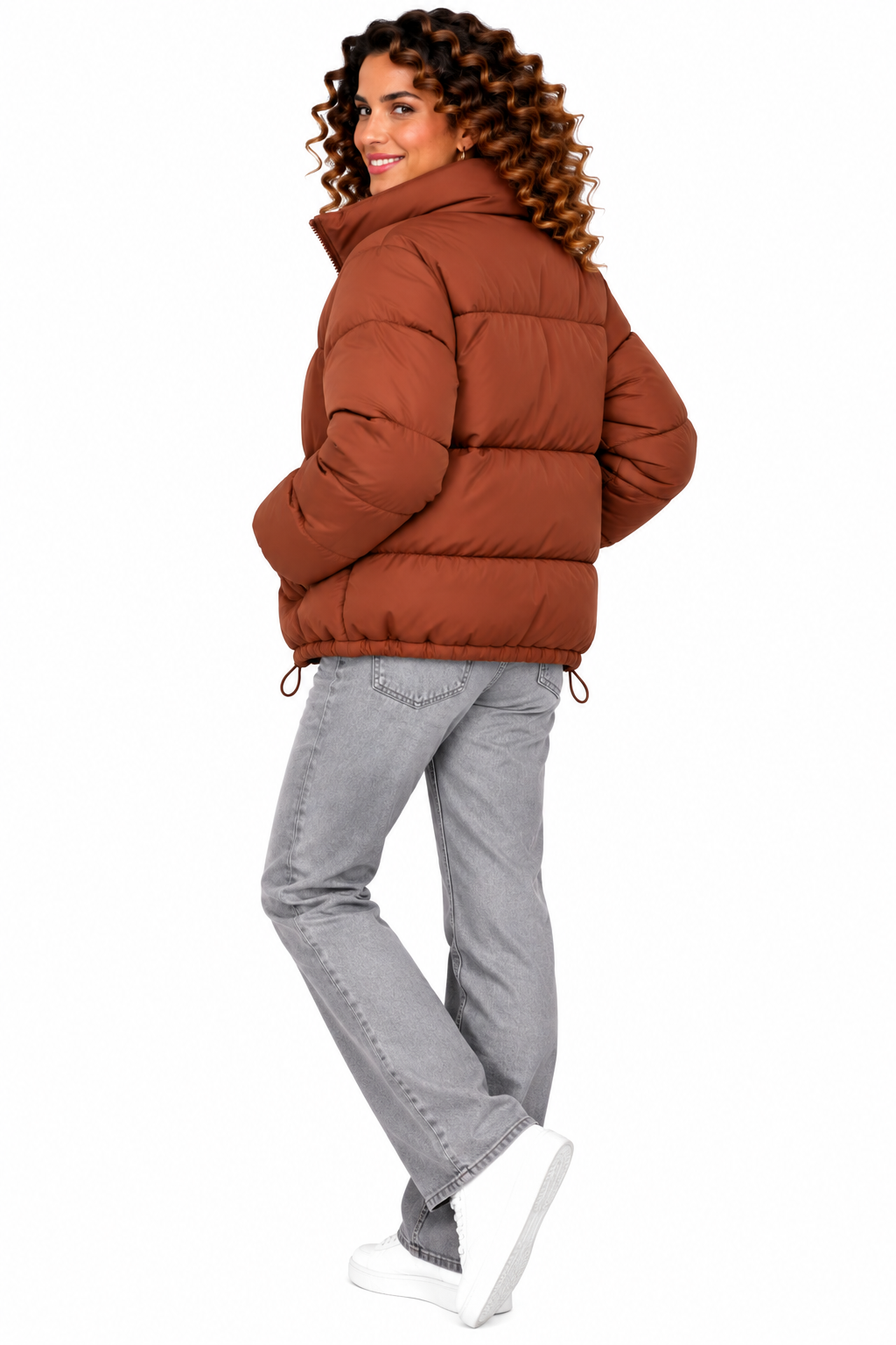 Sophie – Kort Gewatteerd Winterjack met Hoge Kraag