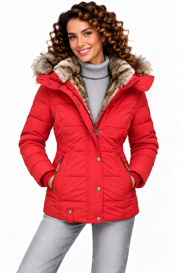 Sophie – Gewatteerde Winterjas met Bontcapuchon