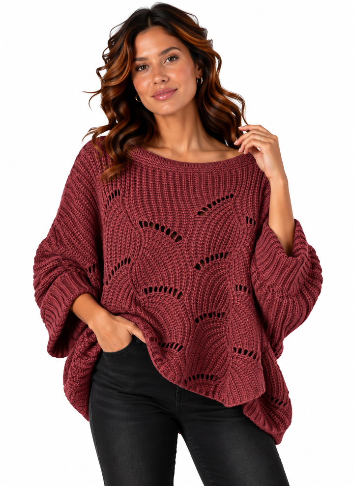 Lotte – Oversized Gebreide Trui met Opengewerkt Patroon