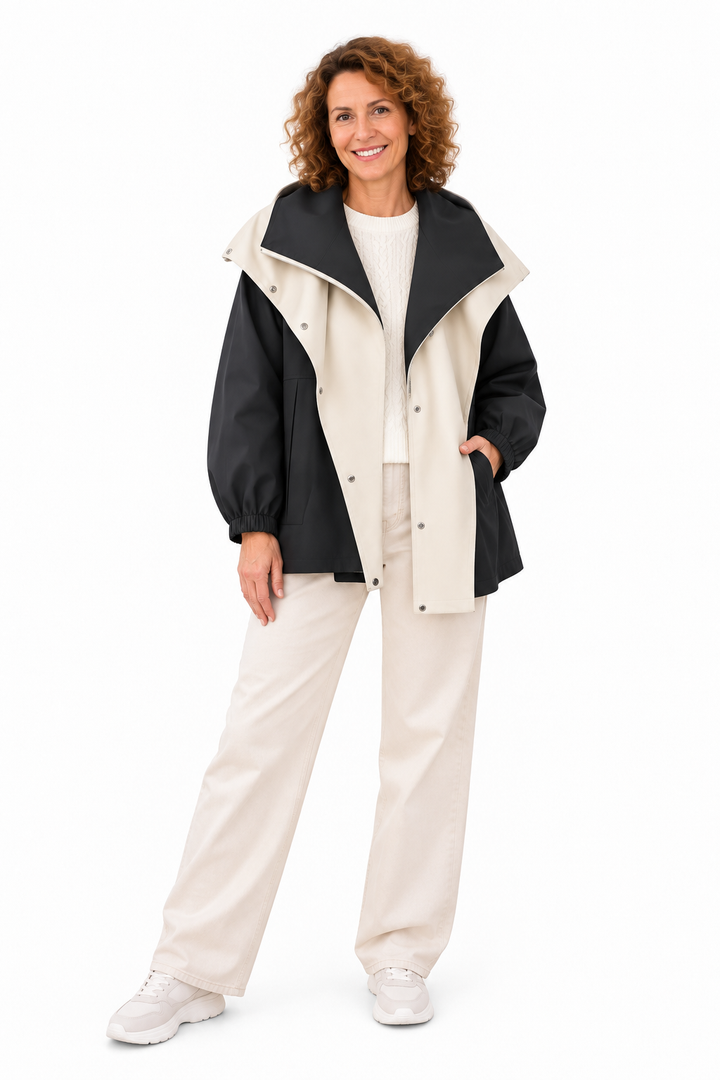 Noor – Elegante Oversized Jas met Contrasterende Revers