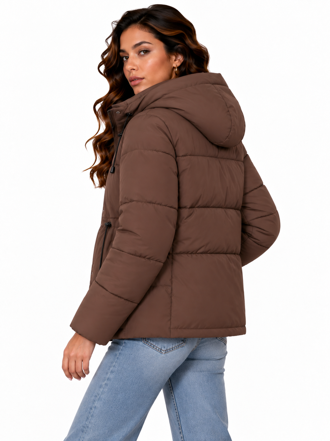 Sophie – Gewatteerde Winterjas met Capuchon en Taillekoord