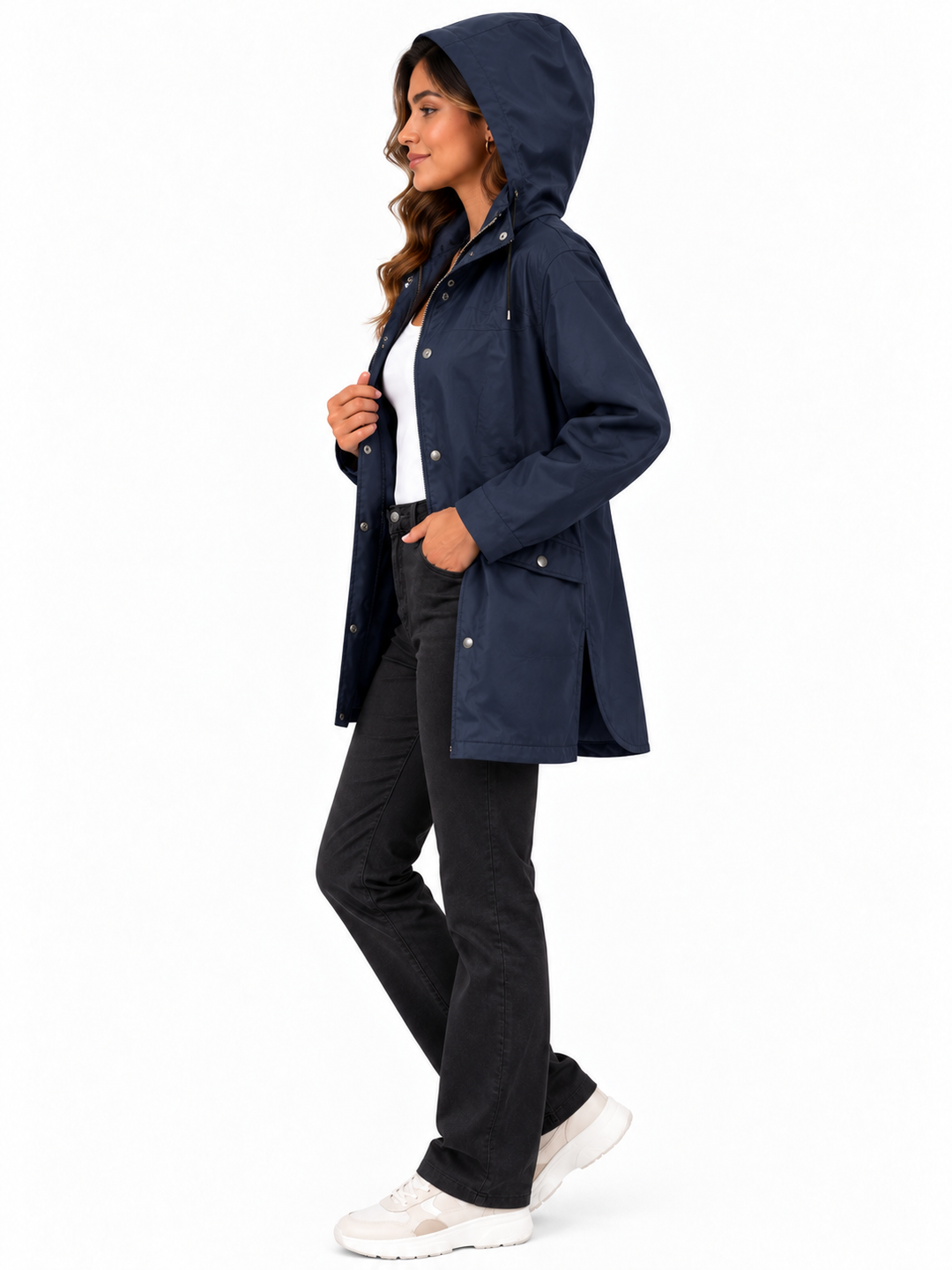 Mila – Lange Jas met Capuchon en Ritssluiting