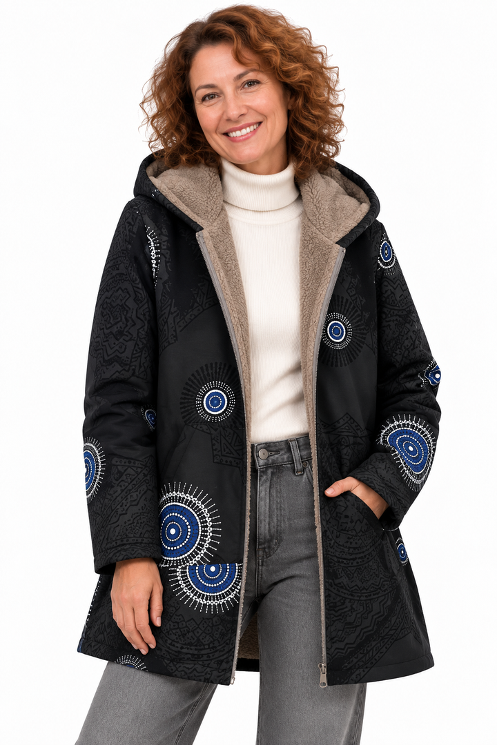 Sophie – Gebloemde Winterjas met Teddyvoering