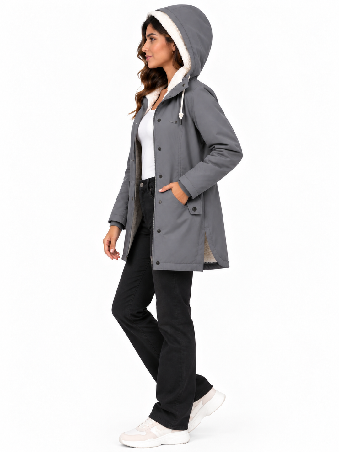 Sophie – Warme Parka met Capuchon en Teddyvoering