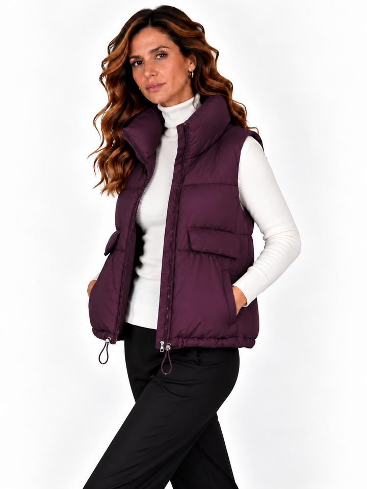 Fenna – Gewatteerde Bodywarmer met Hoge Kraag