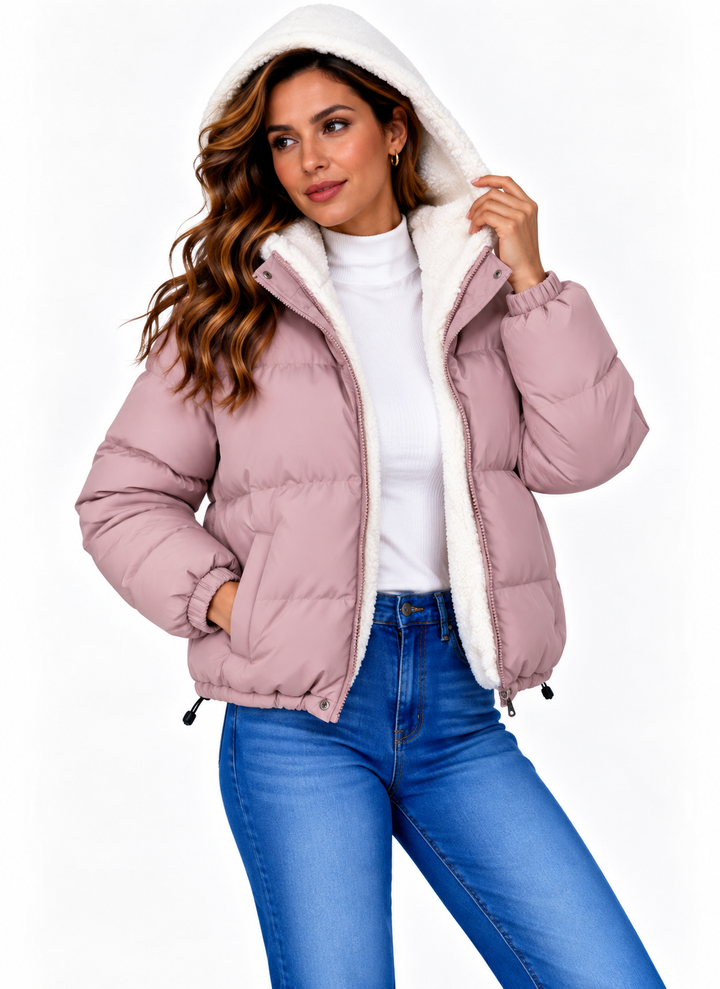 Sophie – Gewatteerde Winterjas met Capuchon en Teddyvoering