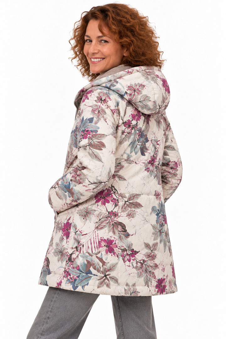 Sophie – Gebloemde Winterjas met Teddyvoering