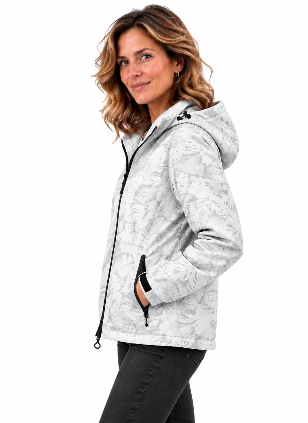 Mila – Sportieve Jas met Capuchon en Bloemenprint