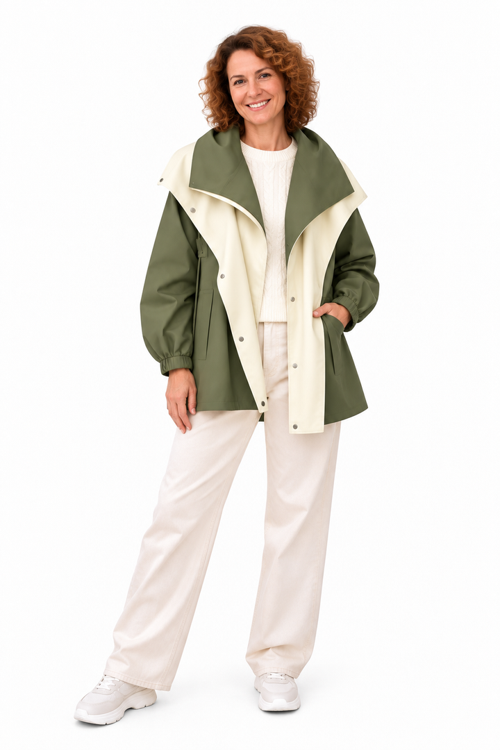 Noor – Elegante Oversized Jas met Contrasterende Revers