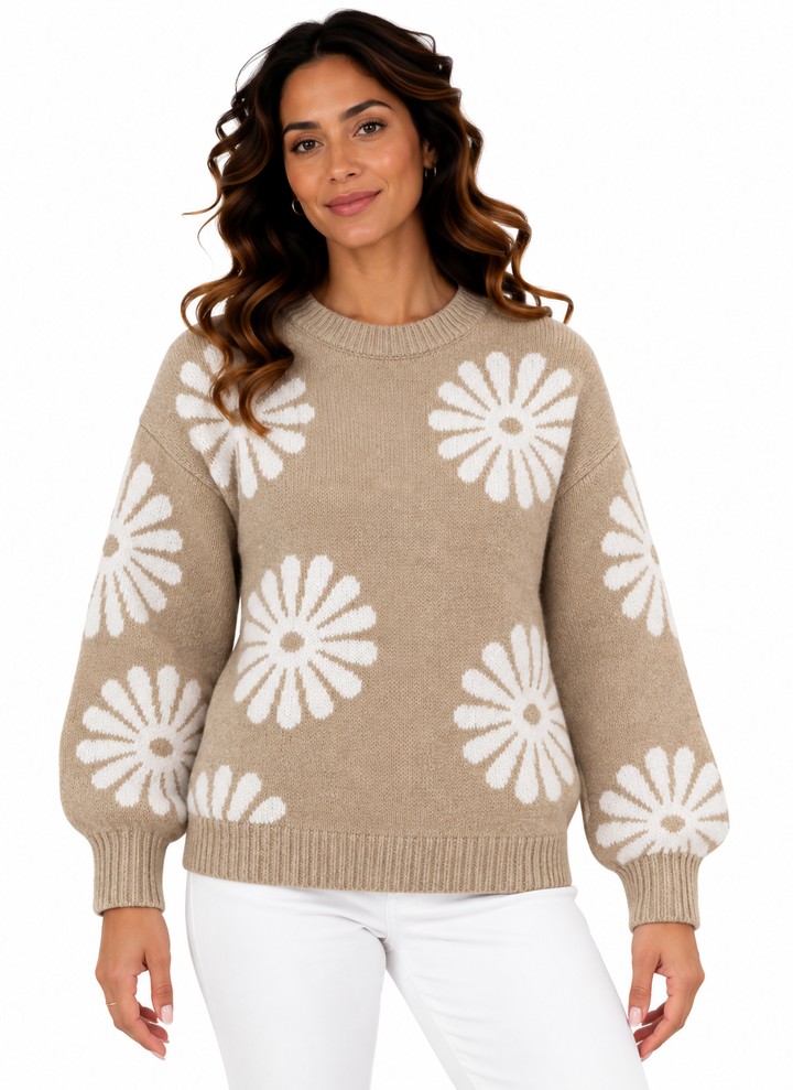 Lotte – Gebreide Trui met Bloemenprint