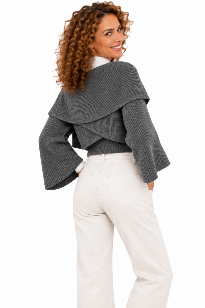 Lotte – Elegante Gebreide Poncho met Wijde Mouwen