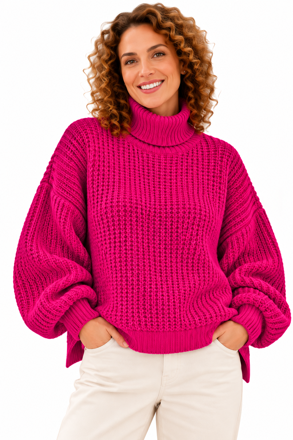 Lotte – Oversized Gebreide Coltrui met Pofmouwen