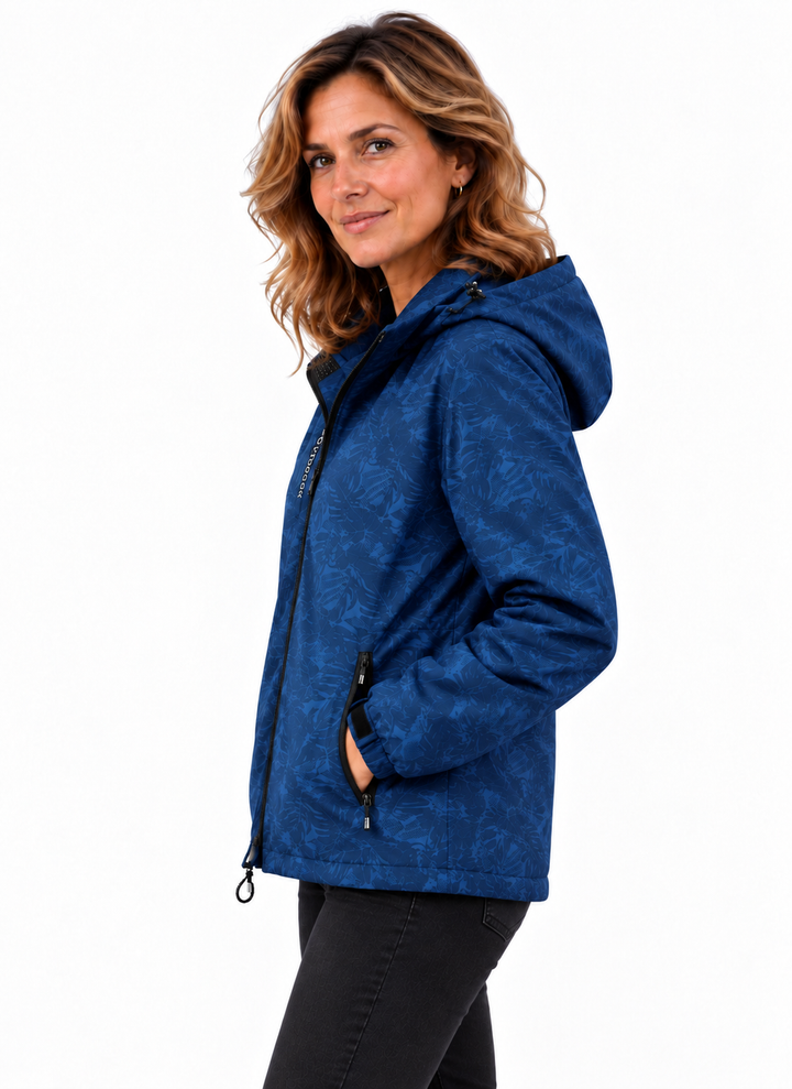 Mila – Sportieve Jas met Capuchon en Bloemenprint
