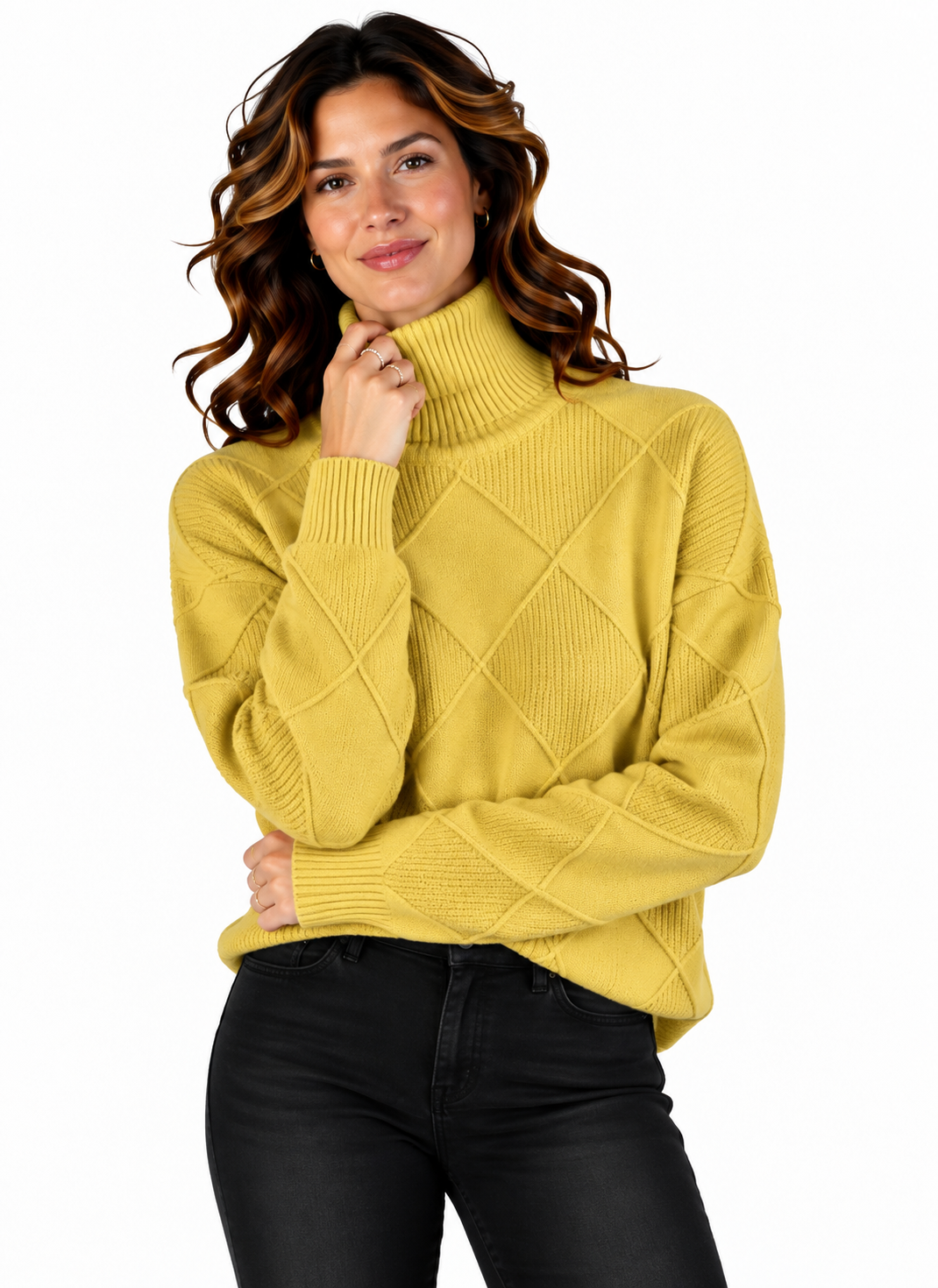 Lotte – Elegante Gebreide Trui met Ruitpatroon en Col