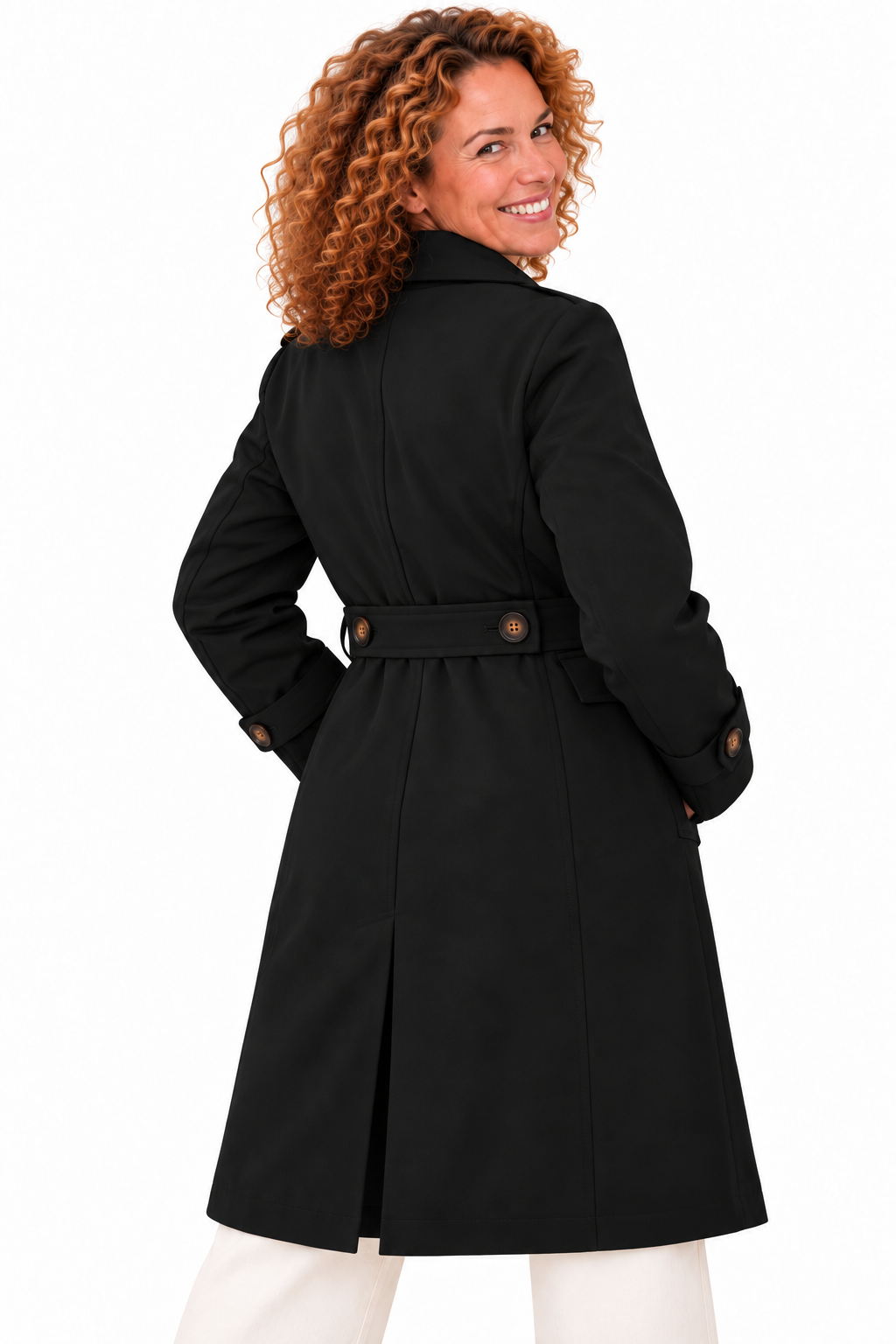 Emma – Elegante Lange Mantel met Knopen