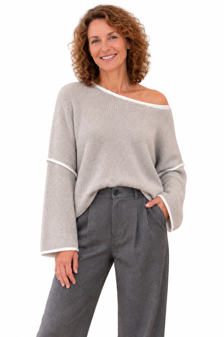 Lotte – Elegante Gebreide Trui met Asymmetrische Halslijn