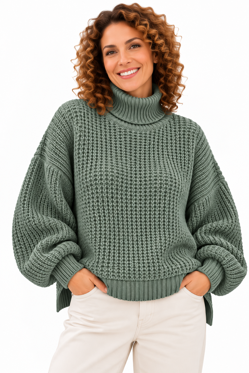 Lotte – Oversized Gebreide Coltrui met Pofmouwen