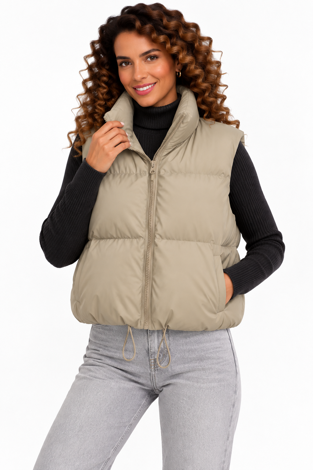 Fenna – Gewatteerde Bodywarmer met Hoge Kraag