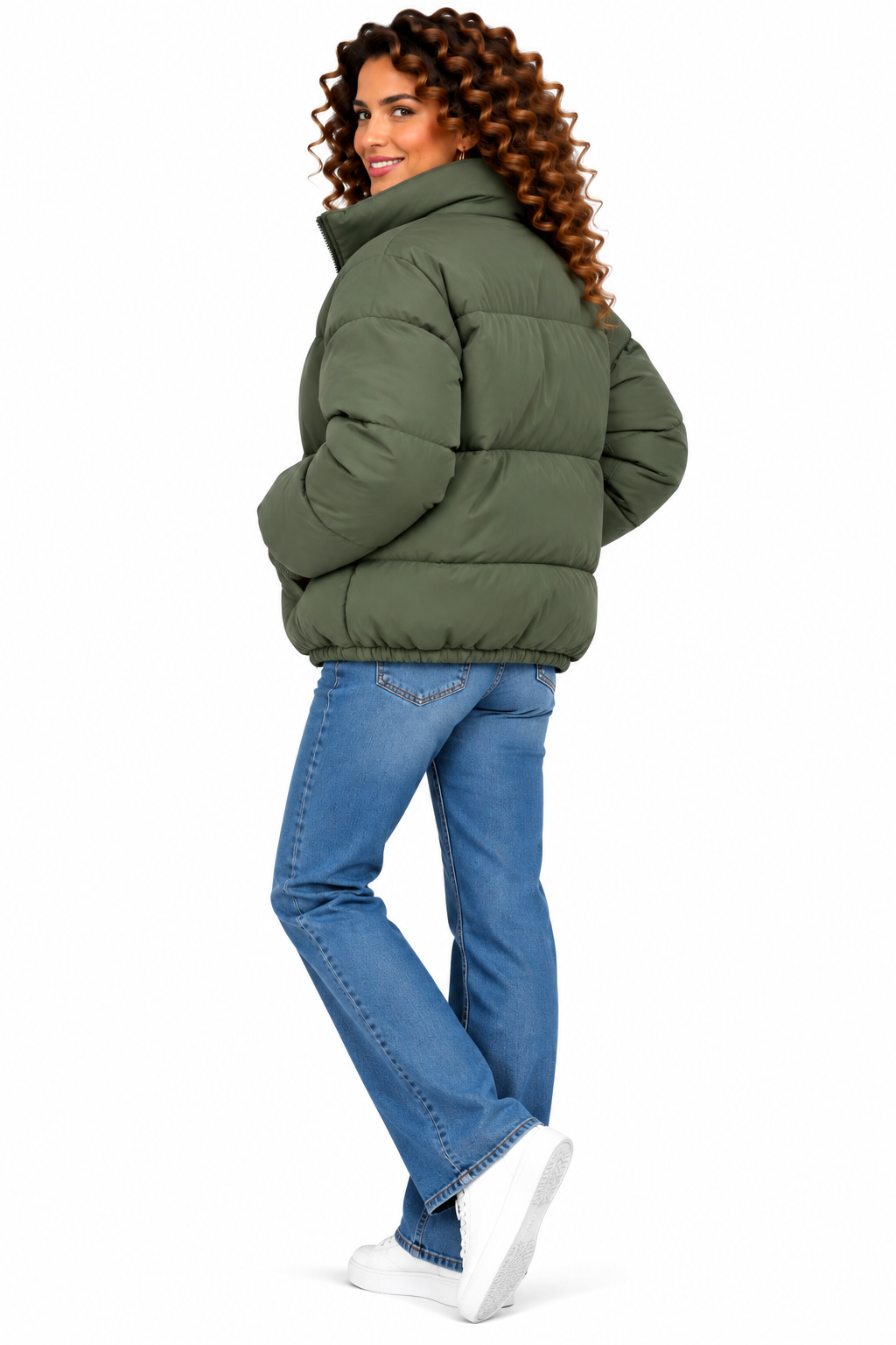 Sophie – Kort Gewatteerd Winterjack met Hoge Kraag