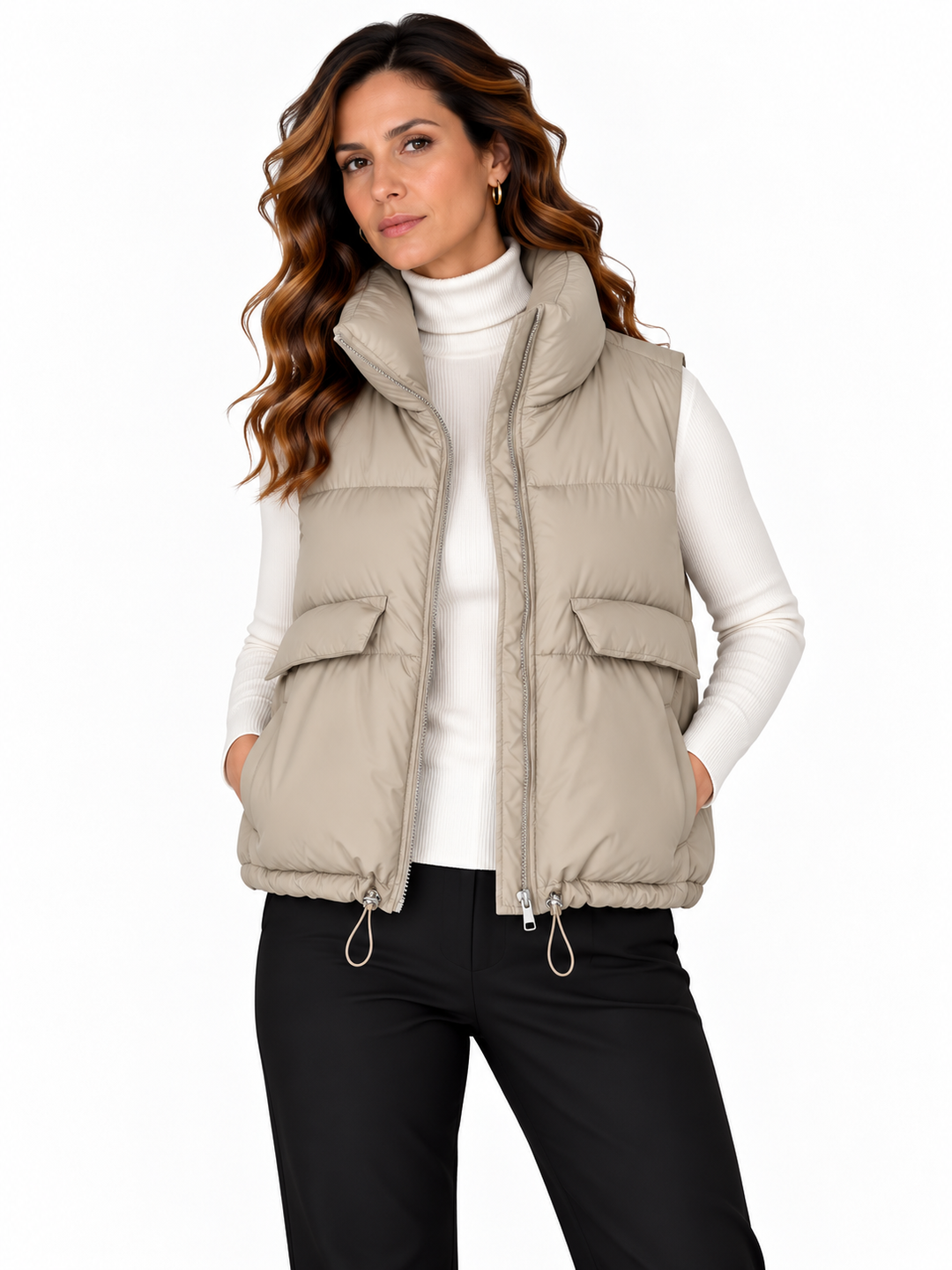 Fenna – Gewatteerde Bodywarmer met Hoge Kraag