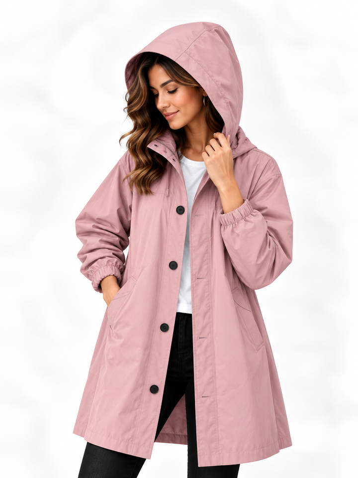 Mila – Lange Jas met Capuchon en Knopen