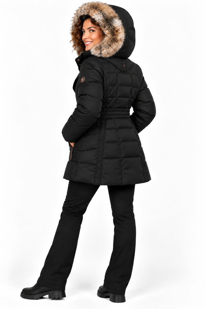 Sophie – Gewatteerde Winterjas met Bontcapuchon