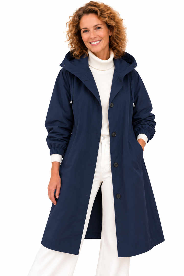 Emma – Lange Jas met Capuchon en Knopen