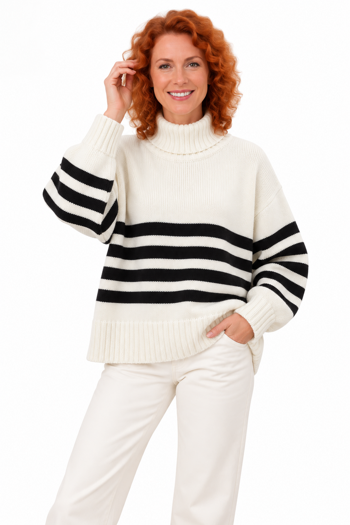 Lotte – Gebreide Trui met Strepen en Col