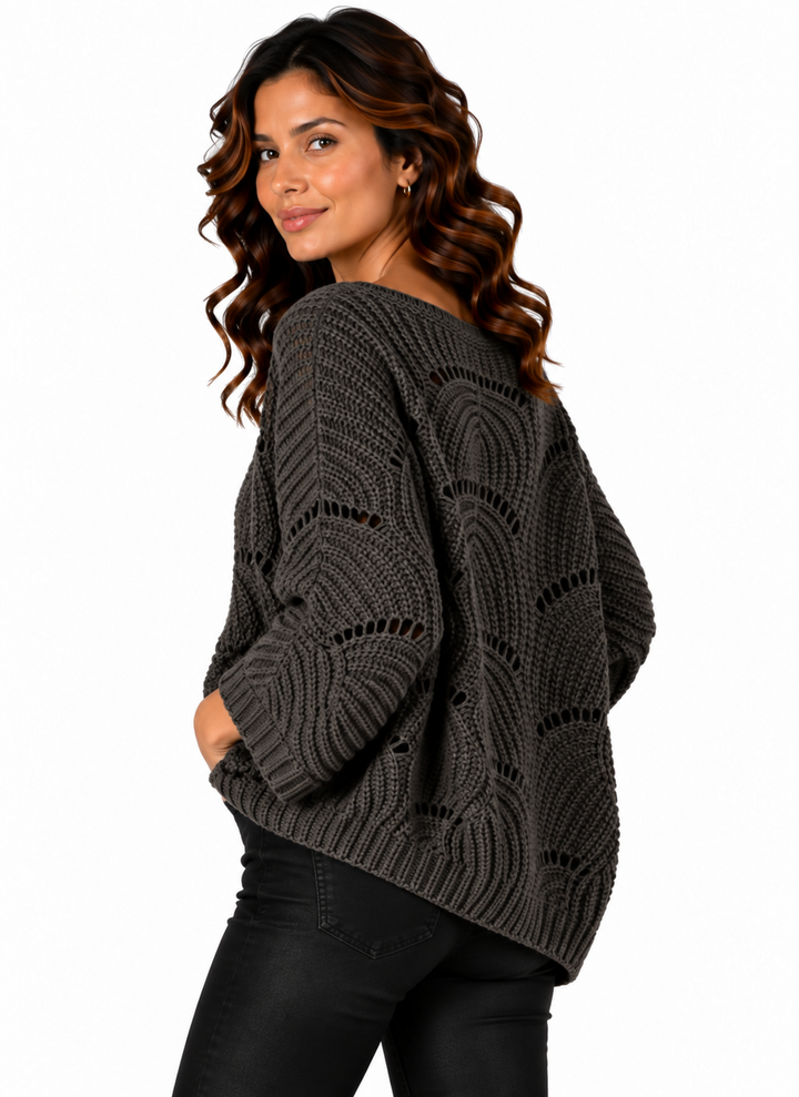 Lotte – Oversized Gebreide Trui met Opengewerkt Patroon