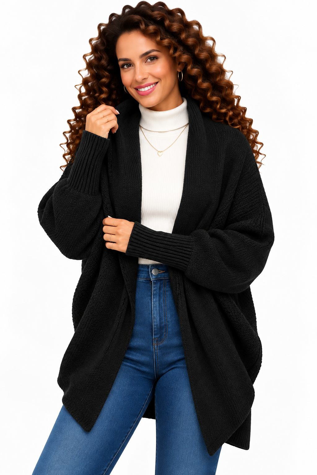 Femke – Oversized Gebreid Vest met Sjaalkraag