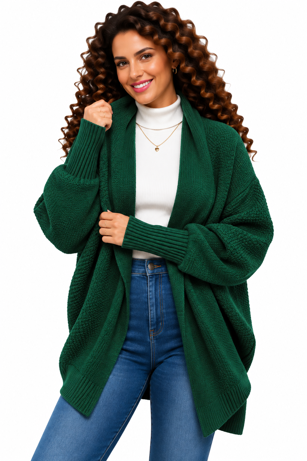 Femke – Oversized Gebreid Vest met Sjaalkraag