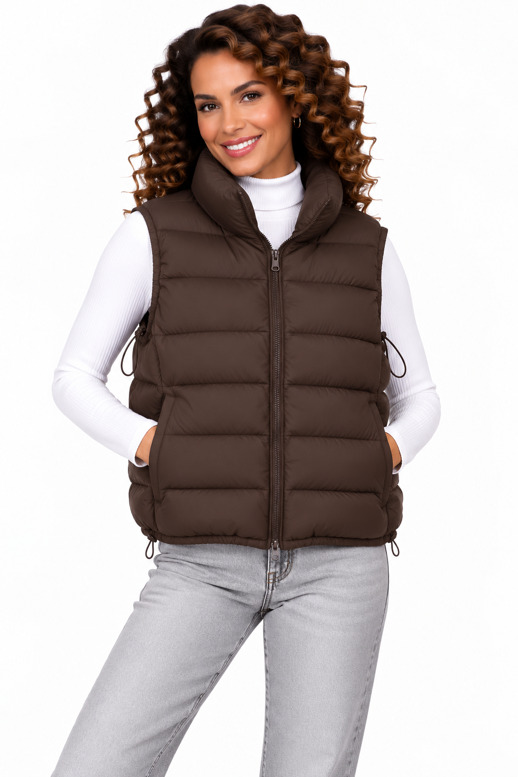 Fenna – Gewatteerde Bodywarmer met Hoge Kraag