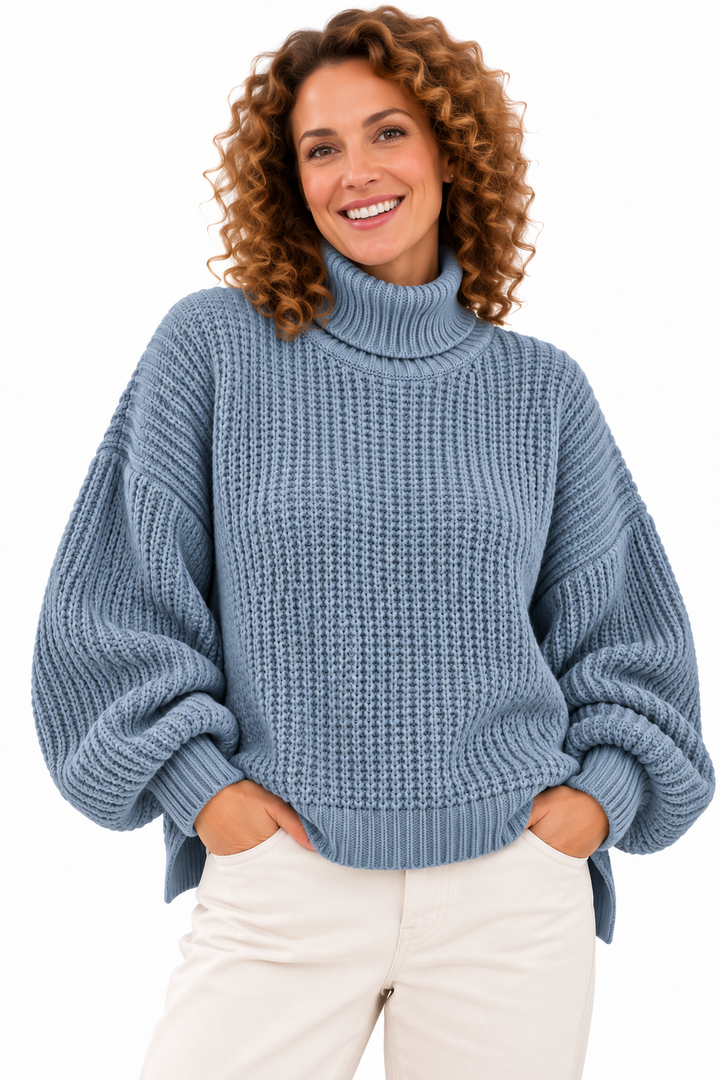 Lotte – Oversized Gebreide Coltrui met Pofmouwen