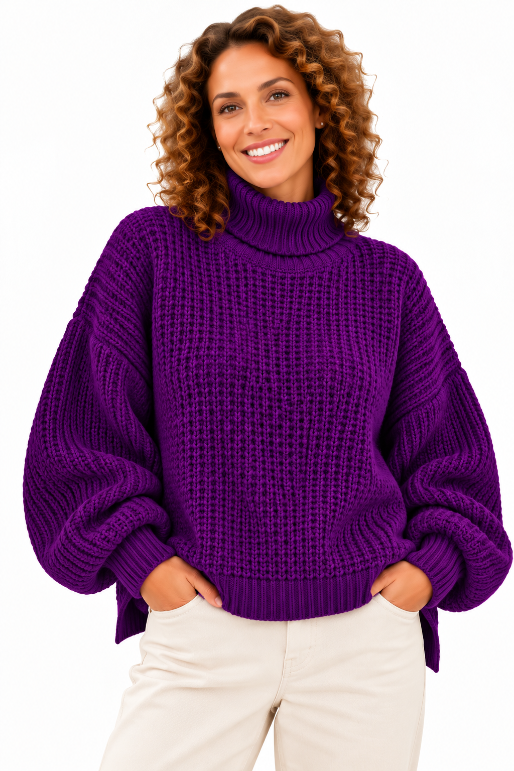 Lotte – Oversized Gebreide Coltrui met Pofmouwen