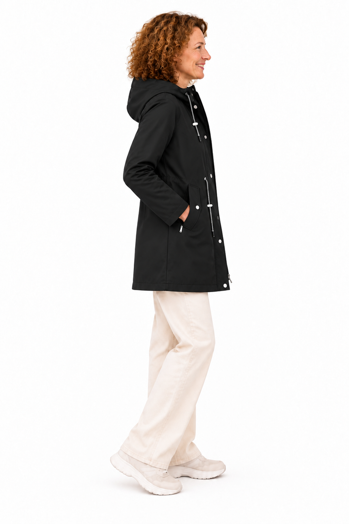 Mila – Lange Jas met Capuchon en Ritssluiting