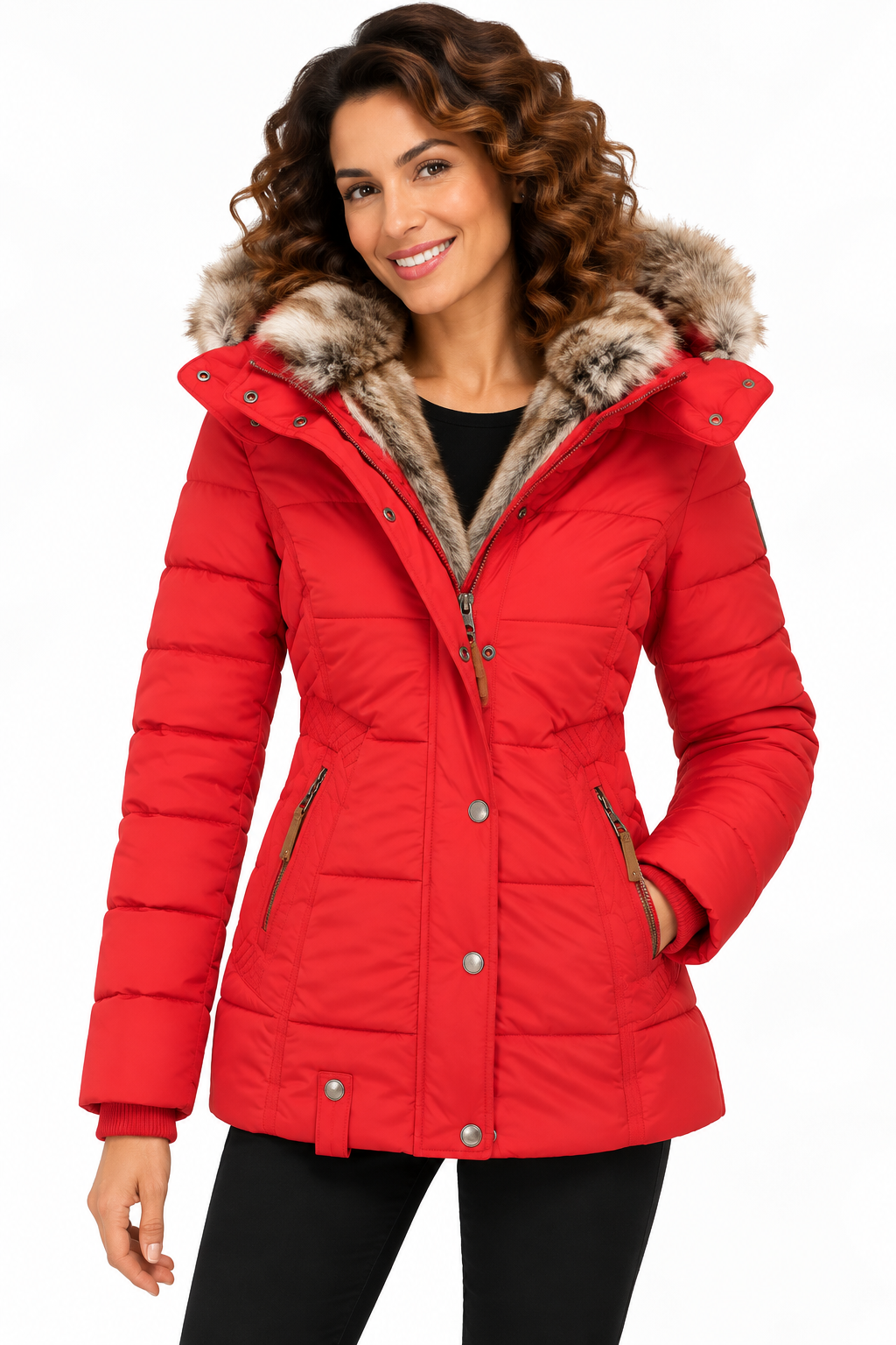 Sophie – Gewatteerde Winterjas met Bontcapuchon