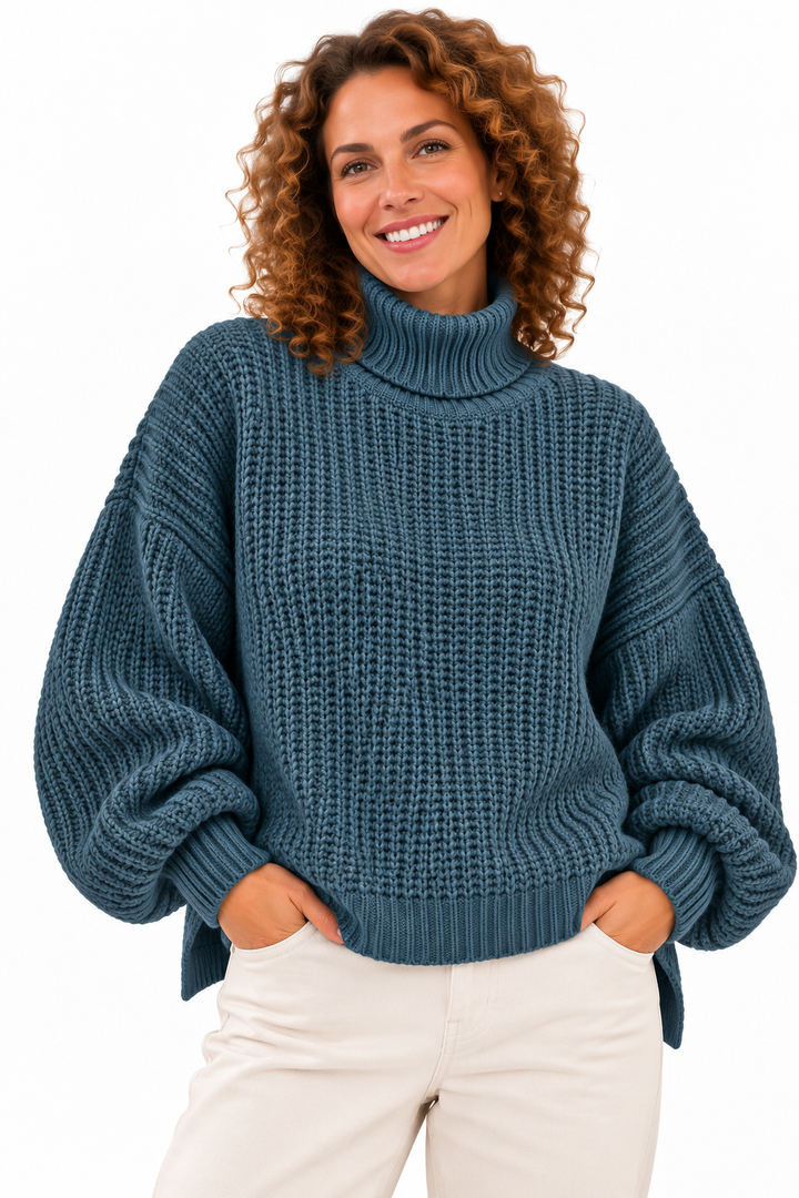 Lotte – Oversized Gebreide Coltrui met Pofmouwen